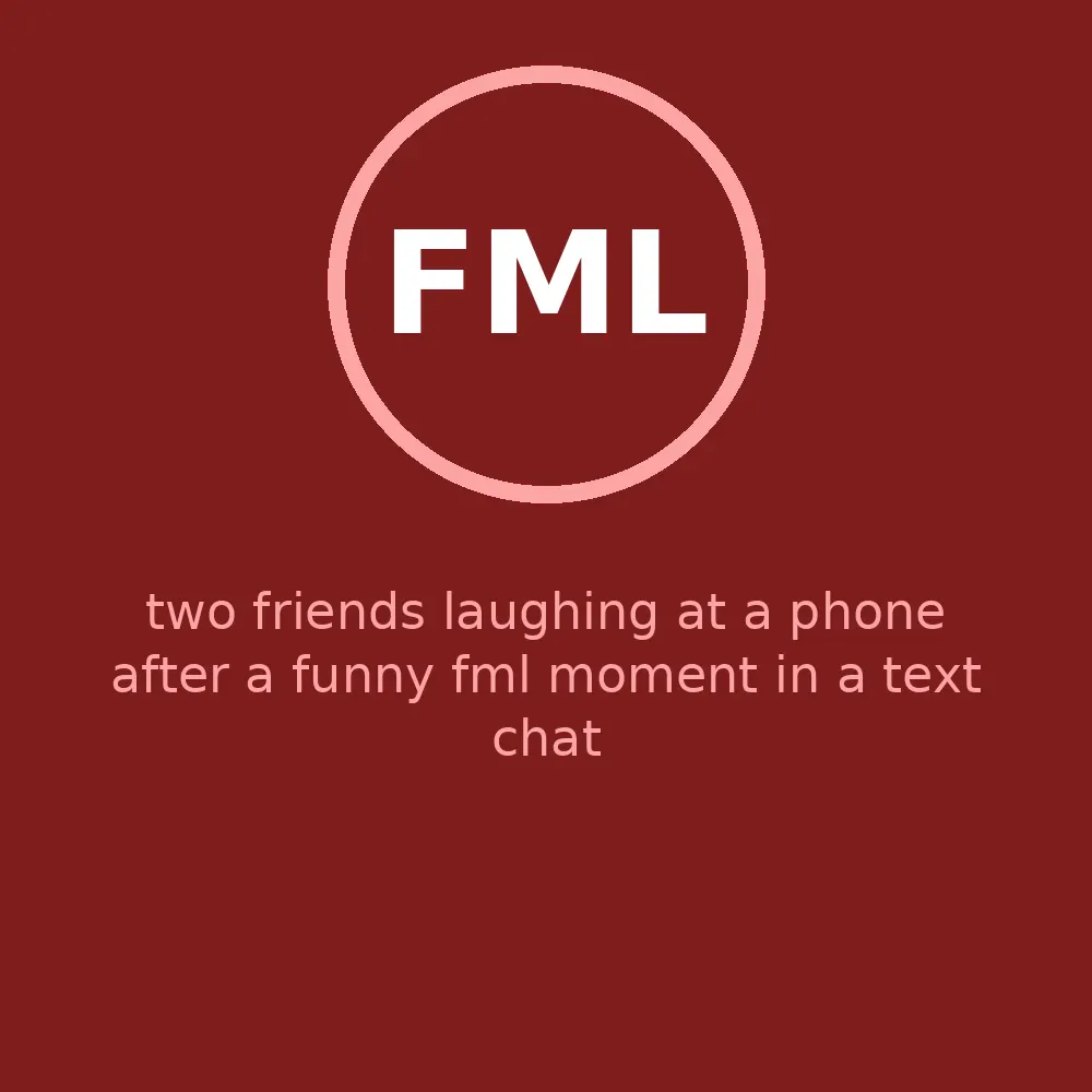 two friends laughing at a phone after a funny fml moment in a text chat