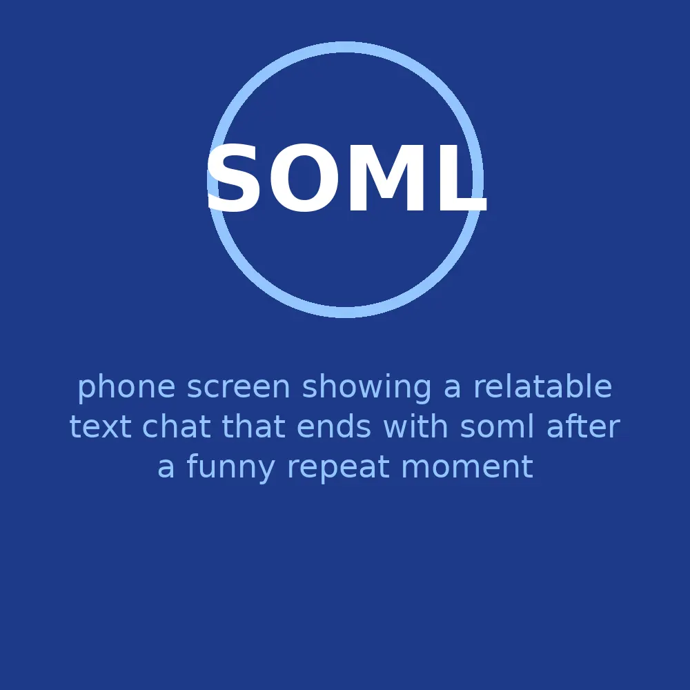 phone screen showing a relatable text chat that ends with soml after a funny repeat moment